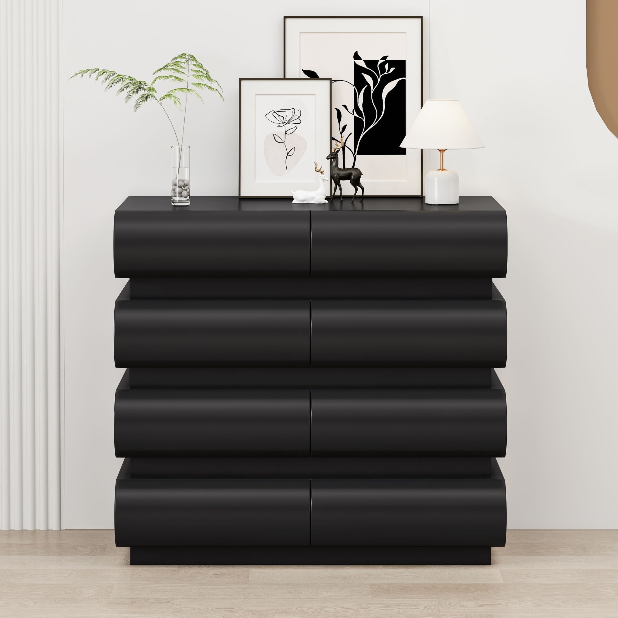 Minimalist Handle Less 8 Drawer Dresser With Wide Storage