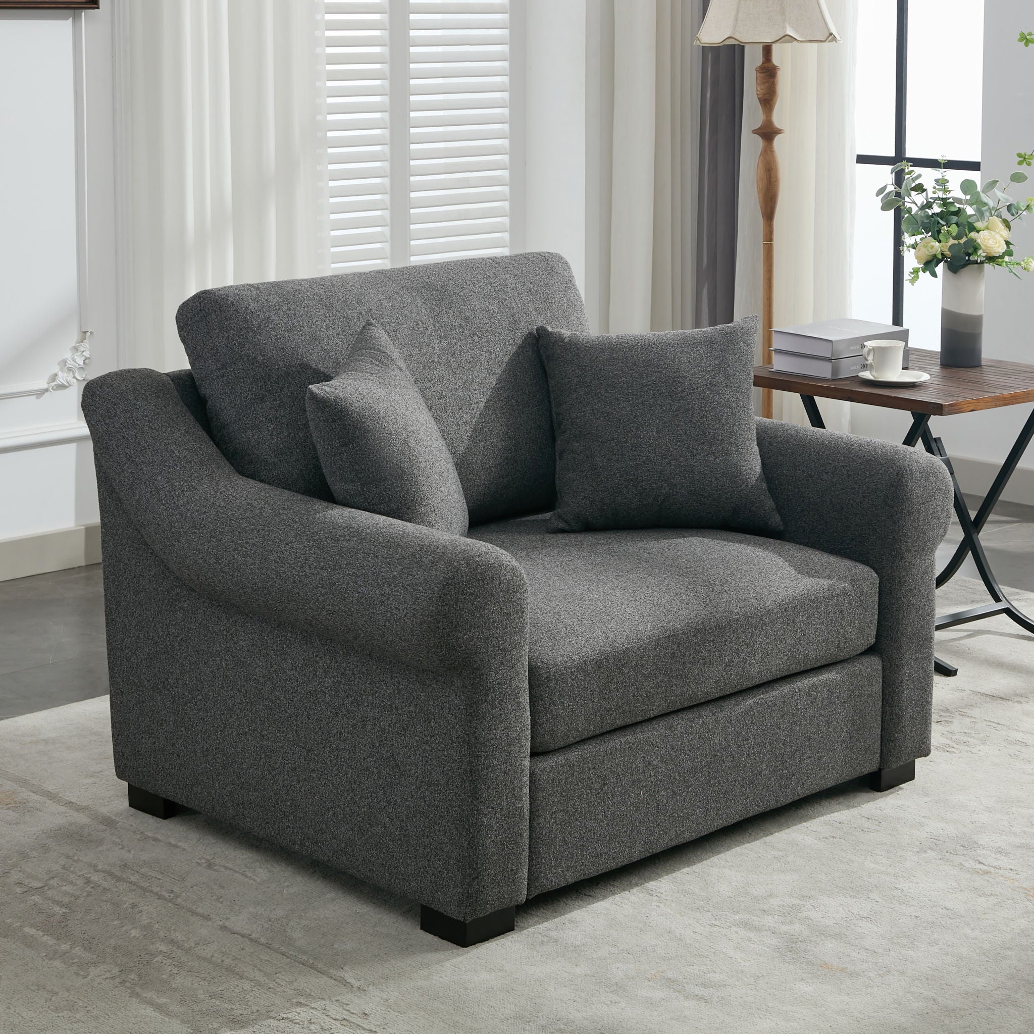 Modern Chenille Oversized Armchair, Chair And A Half, Single Sofa