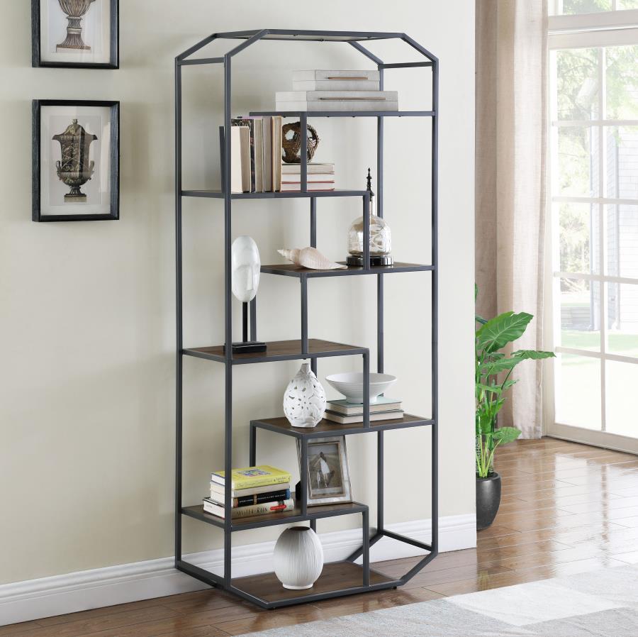 Coaster Fine Furniture Leland - 6-Shelf Bookshelf - Rustic Brown | Meri Furniture