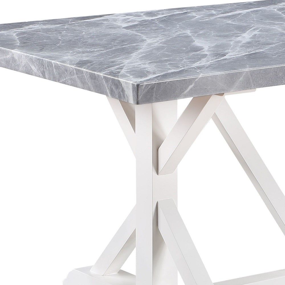 Hollyn - Dining Table With Engineered Stone Top - Engineered Stone & White