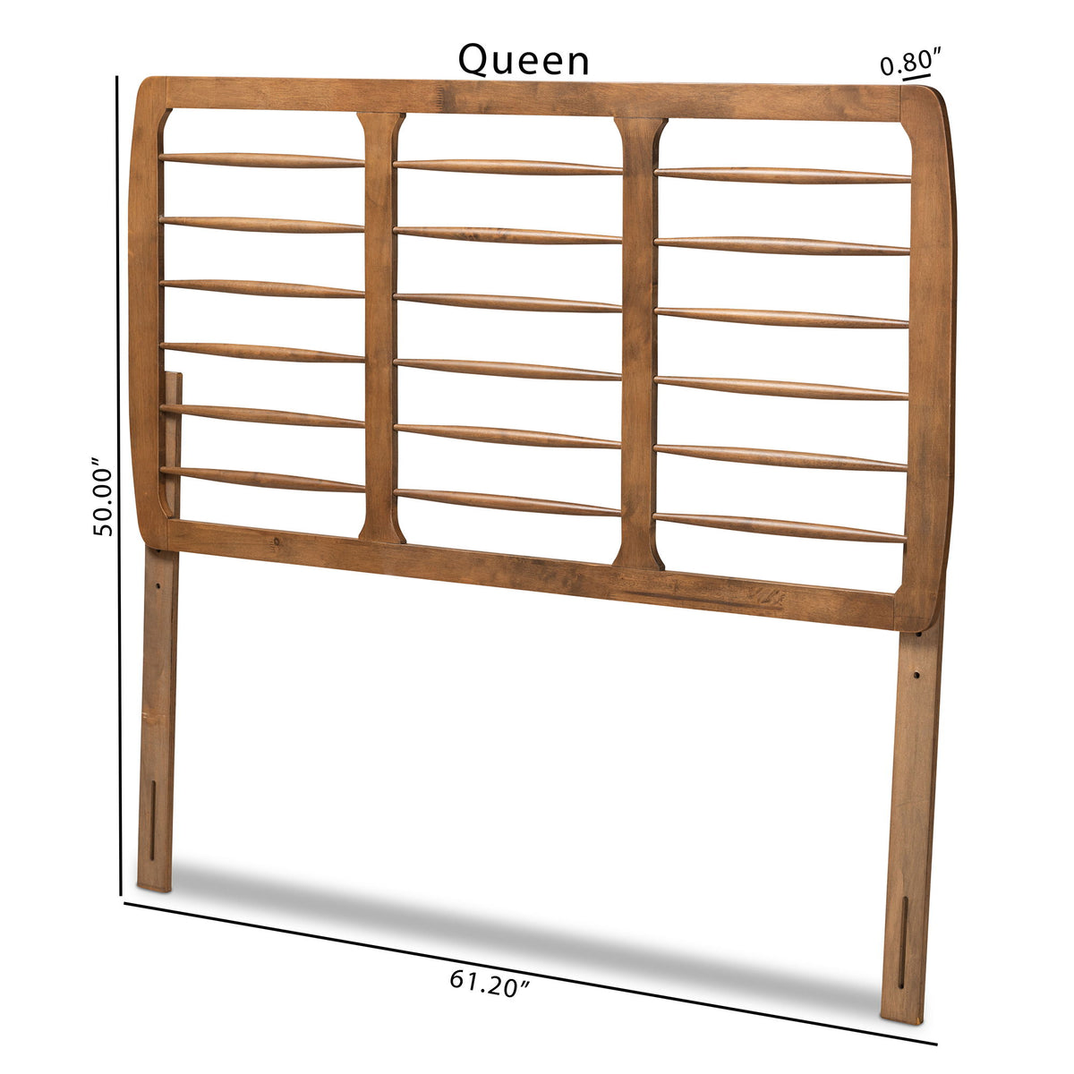 Carolyn Mid-Century Modern Ash Walnut Finished Wood Queen Size Headboard