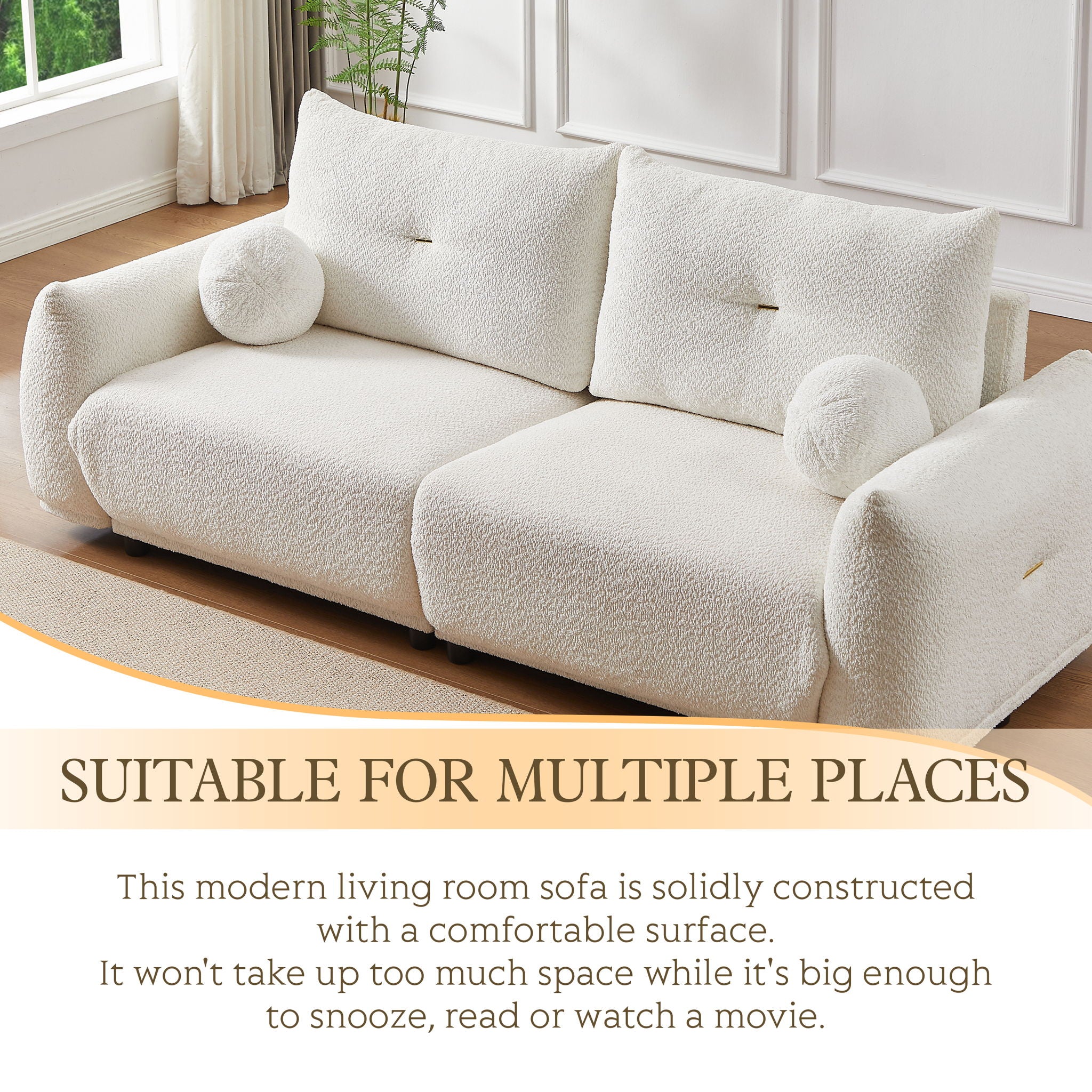 2 Seater Cushion Comfortable Sofas With 2 Cushions And 2 Ball Pillows