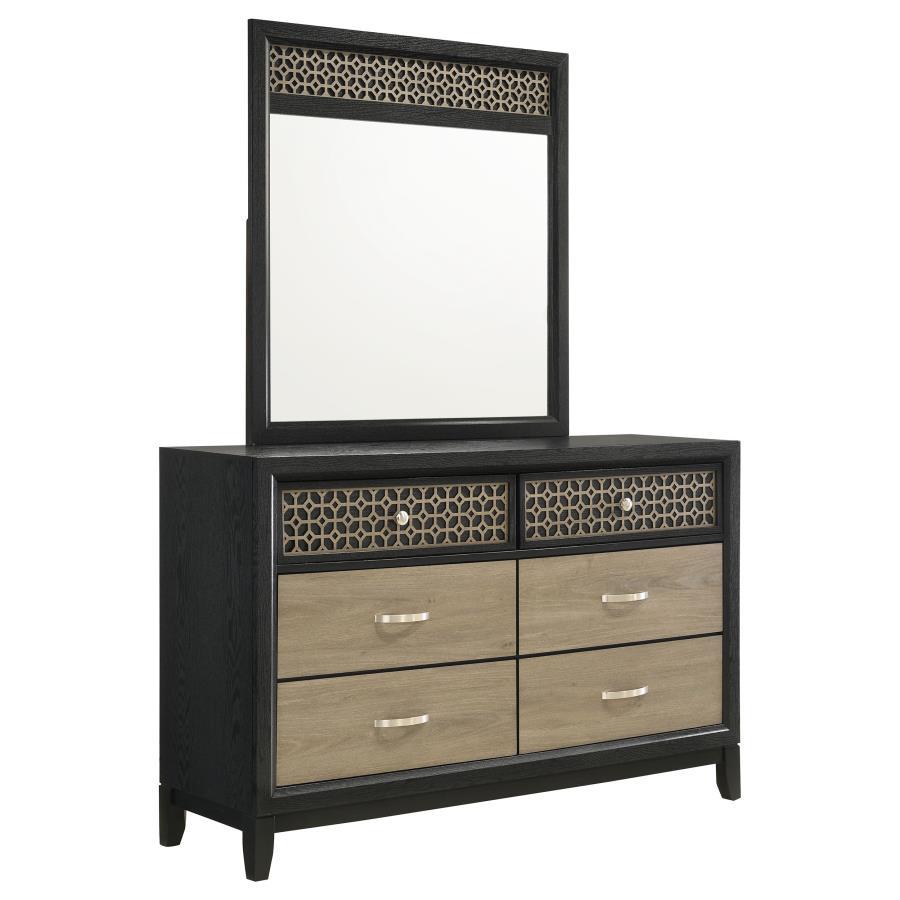 Coaster Fine Furniture Valencia - 6-Drawer Dresser With Mirror - Black | Meri Furniture