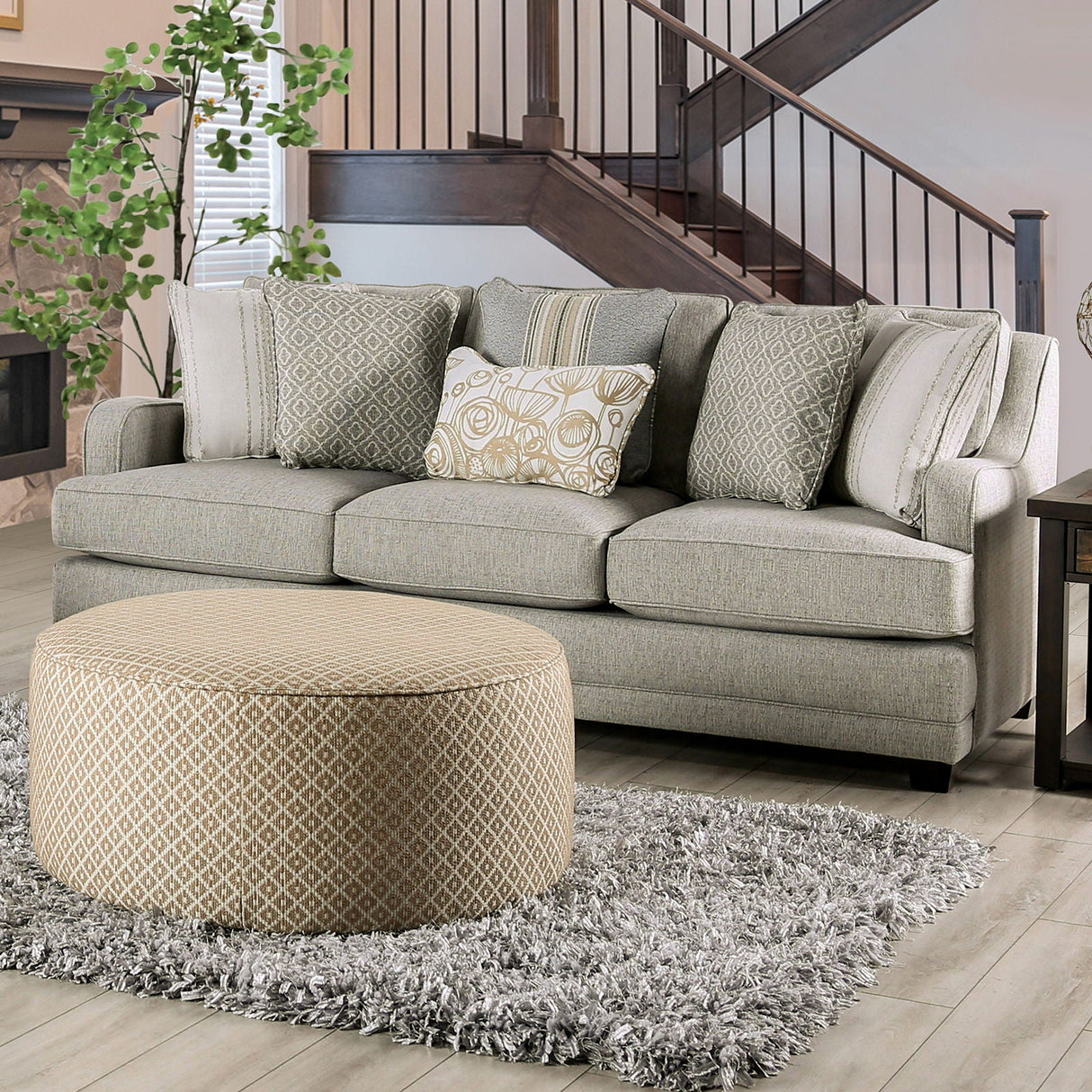 Furniture of America Stephney - Sofa - Gray / Gold | Meri Furniture