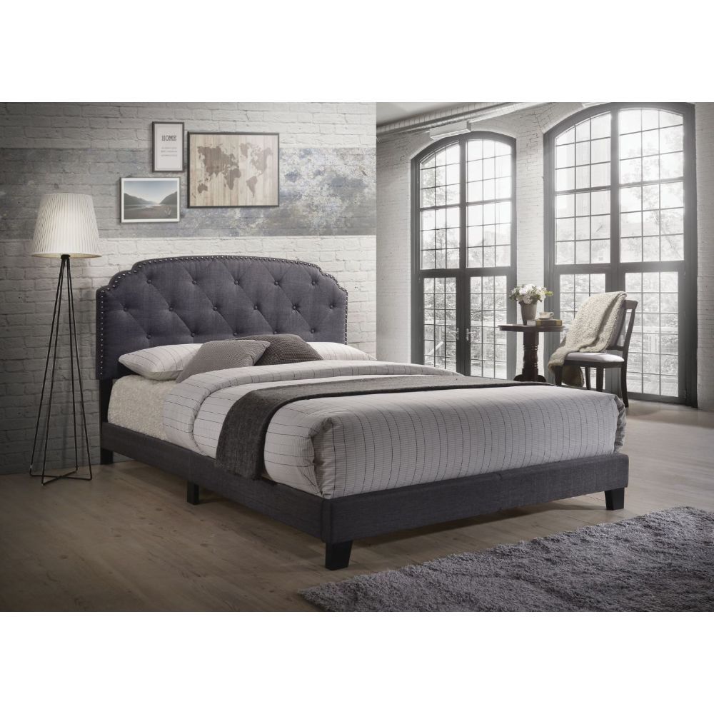 ACME Tradilla - Queen Bed - Gray Fabric | Meri Furniture