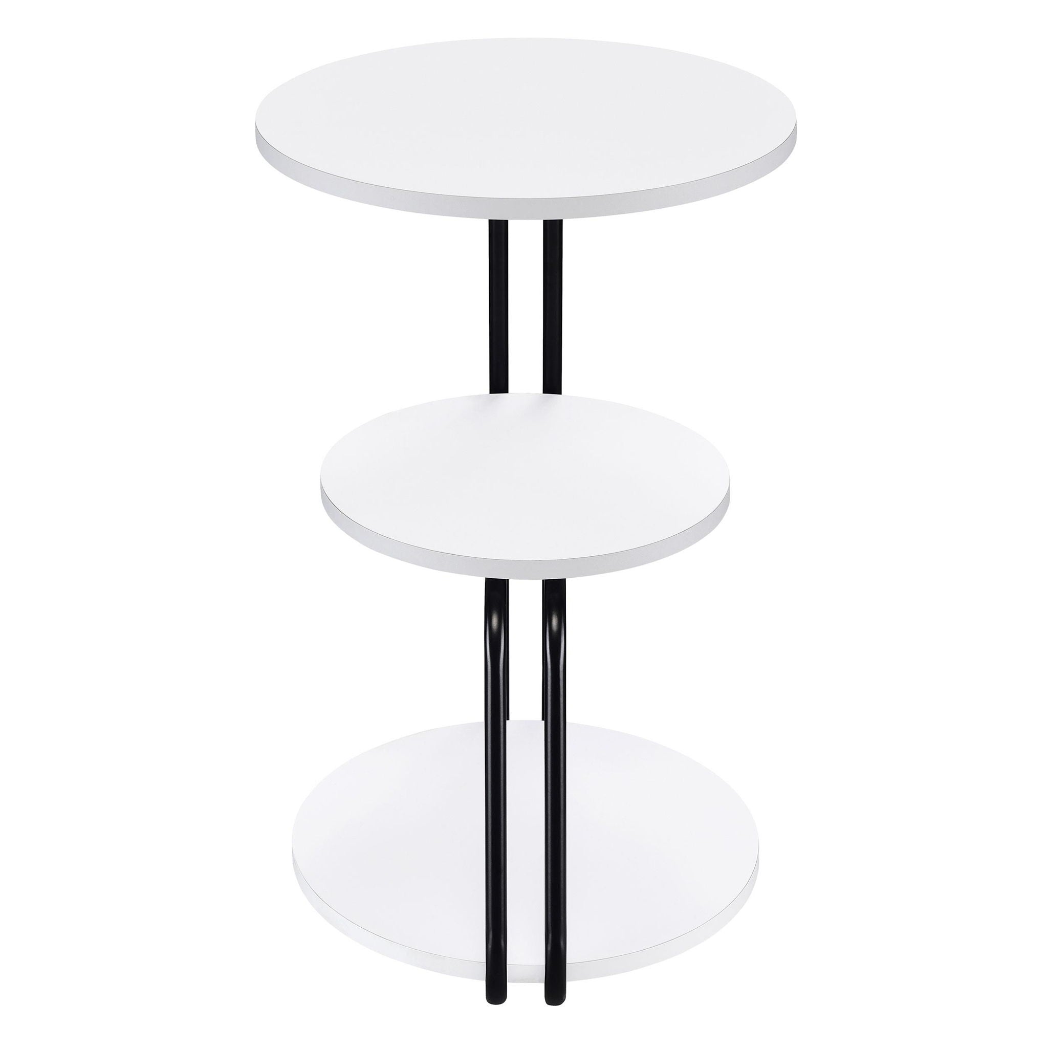 Hilly 3-tier Round Accent Side Table White and Black
