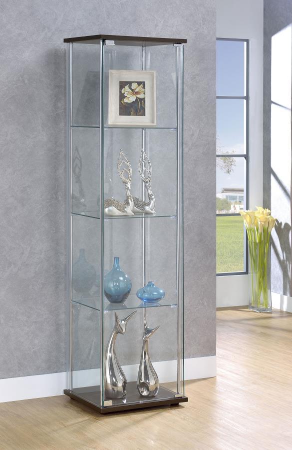 Coaster Fine Furniture Bellatrix - 4-Shelf Clear Glass Curio Cabinet | Meri Furniture