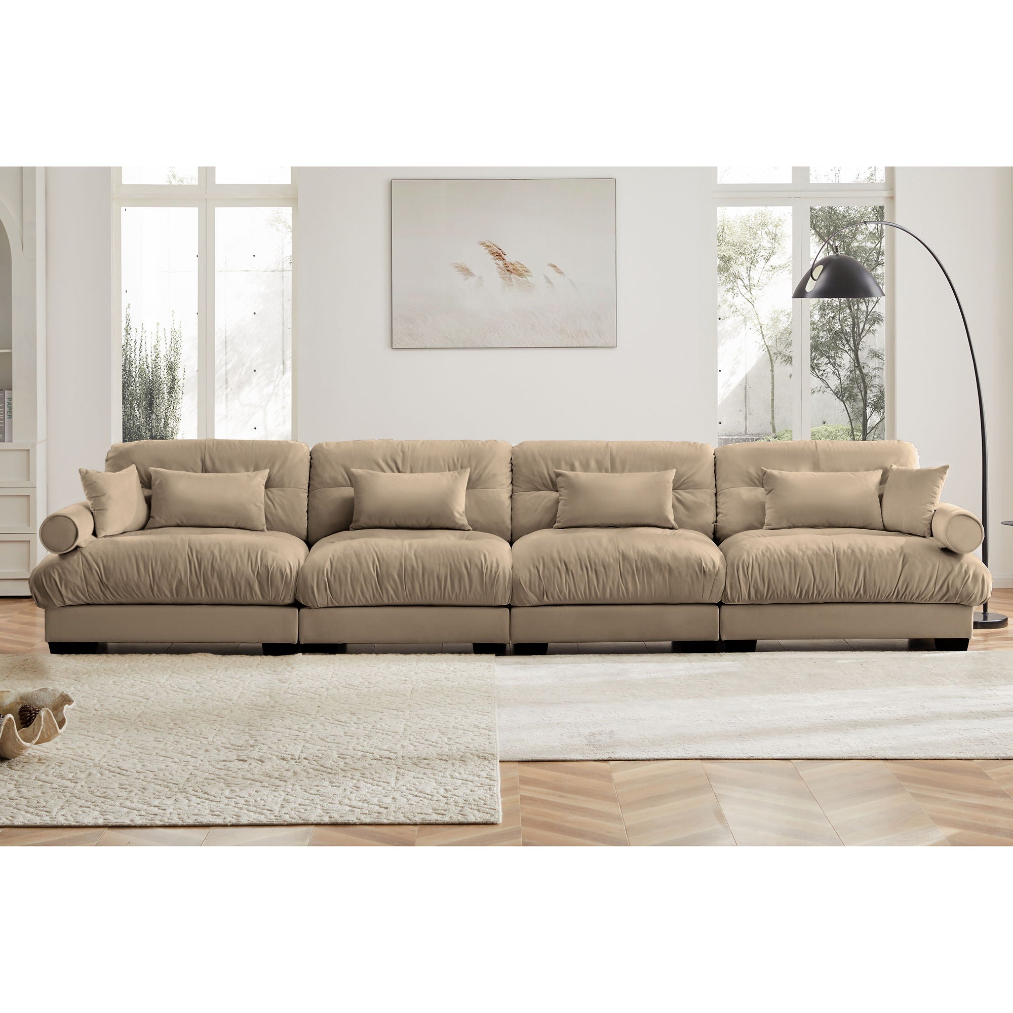 Super Comfort Oversized Modular Velvet Sectional Sofa, Deep Seat Convertible L Shaped Couch