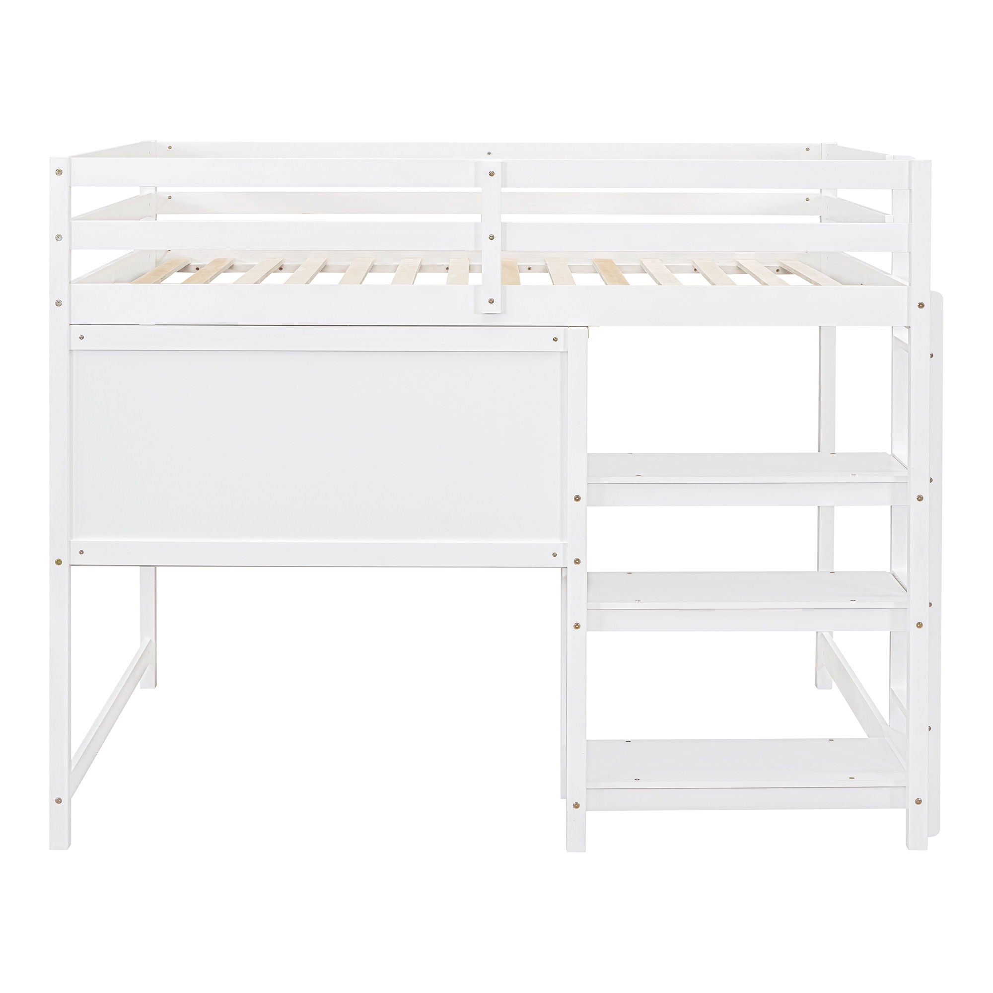 Loft Bed With Shelves, Desk And Writing Board