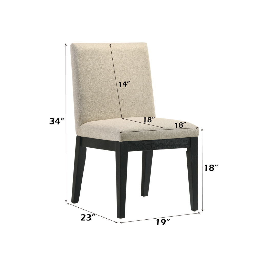 Froja - Side Chair Set of 2) - Beige Fabric & Black