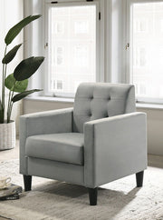 Hale 27.5"W Light Gray Velvet Accent Armchair with Tufting