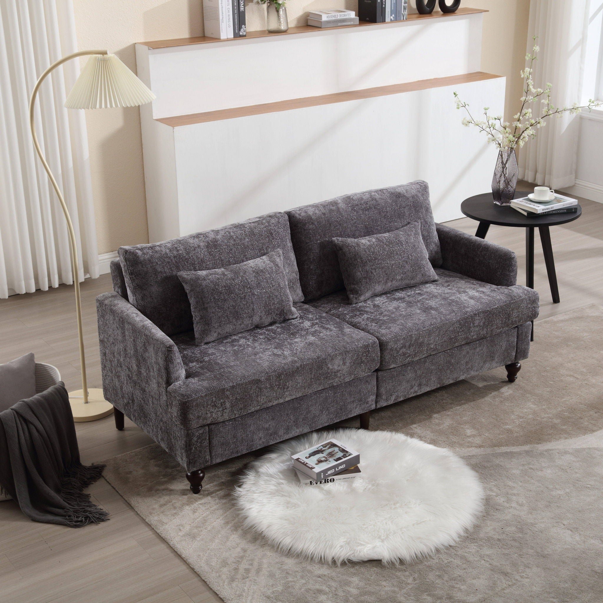 Mid Century Modern Fabric Loveseat Sofa, 2 Seat Upholstered Couch