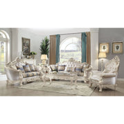 ACME Gorsedd - Loveseat - Fabric & Antique White | Meri Furniture
