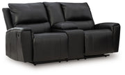Glossmore - Reclining Loveseat With Console - Black