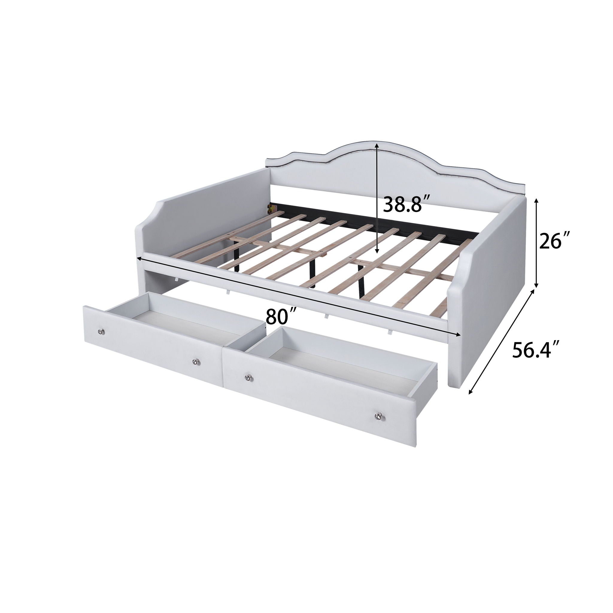 Upholstered Daybed With LED Lights And 2 Drawersme