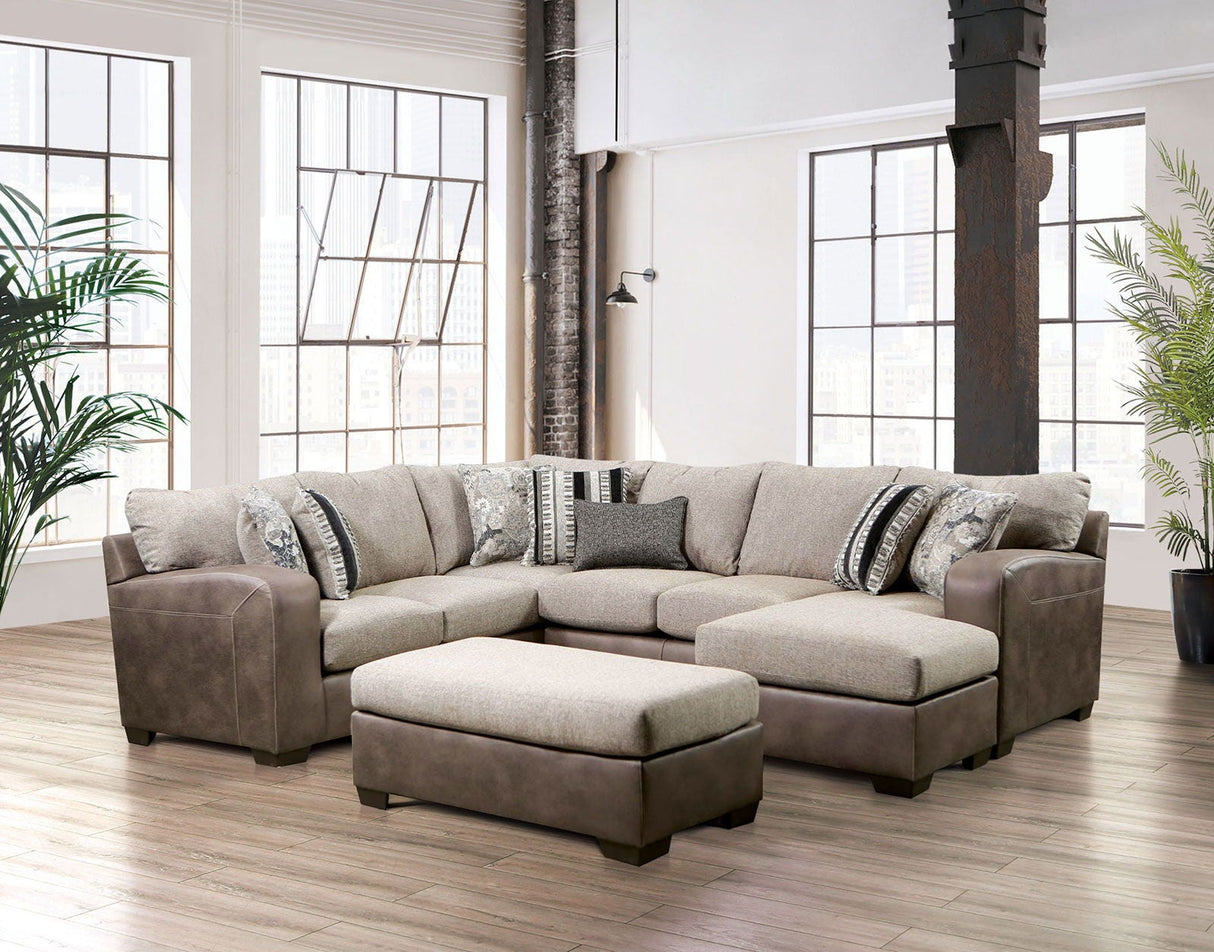 Furniture of America Ashenweald - Sectional - Brown / Light Brown | Meri Furniture
