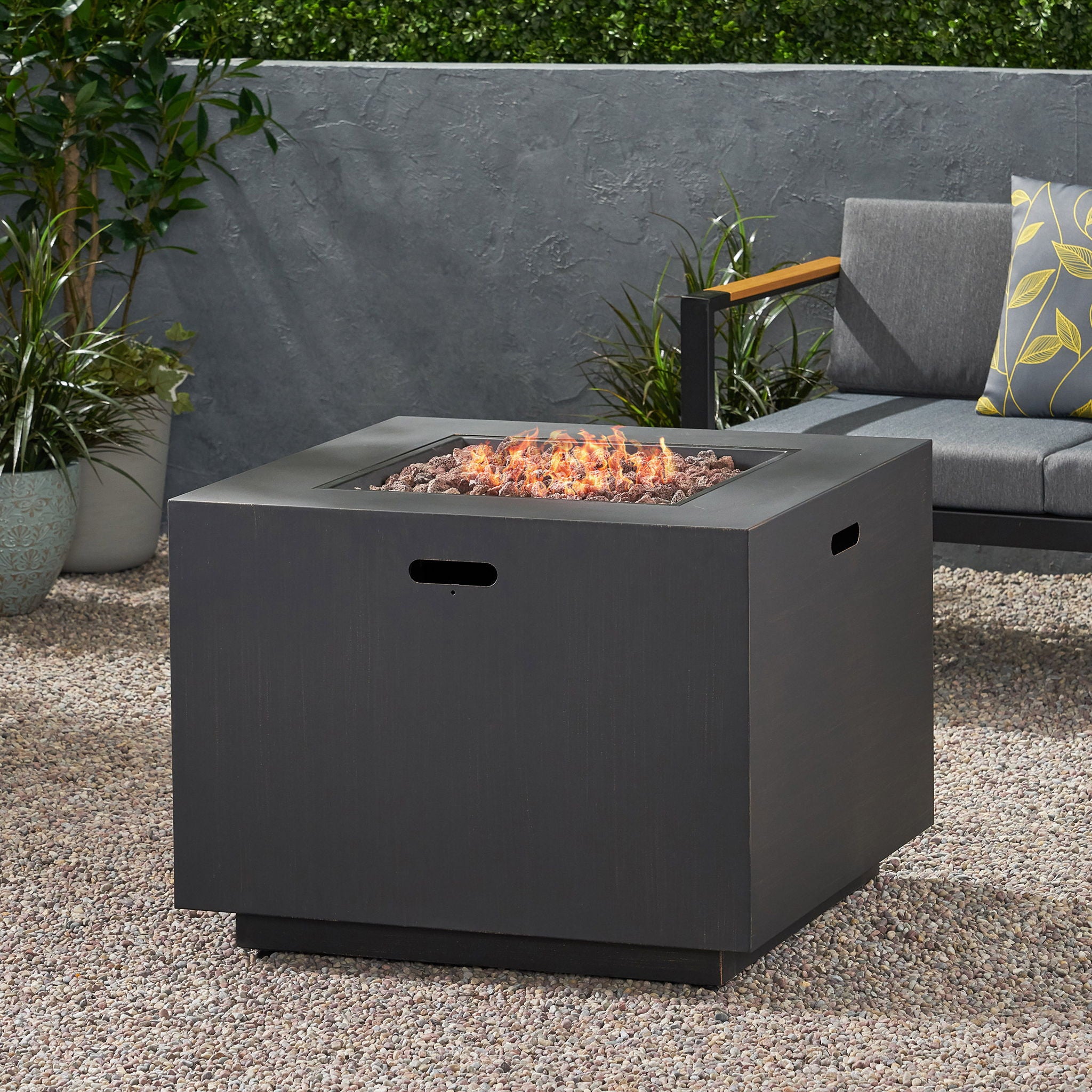 Outdoor Patio Gas Burning Fire Pit Table 50,000 Btu, Square