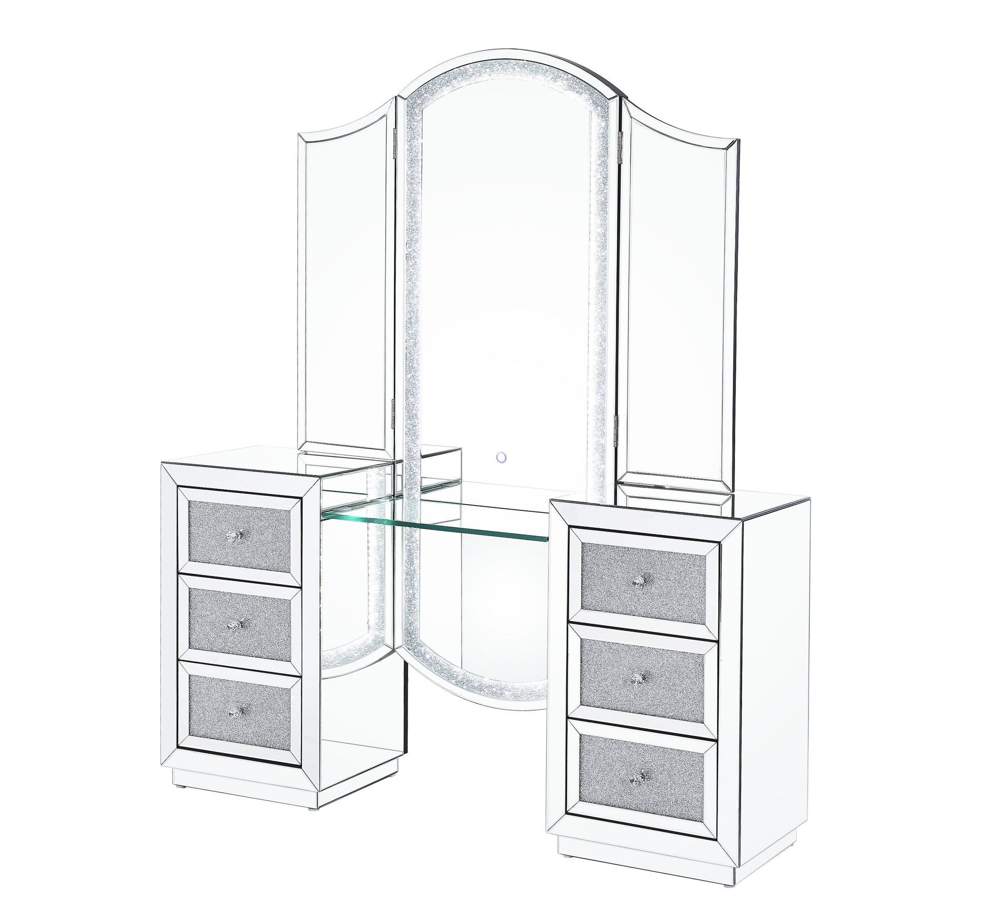 ACME Noralie - Vanity Desk - Led, Mirrored & Faux Diamonds | Meri Furniture
