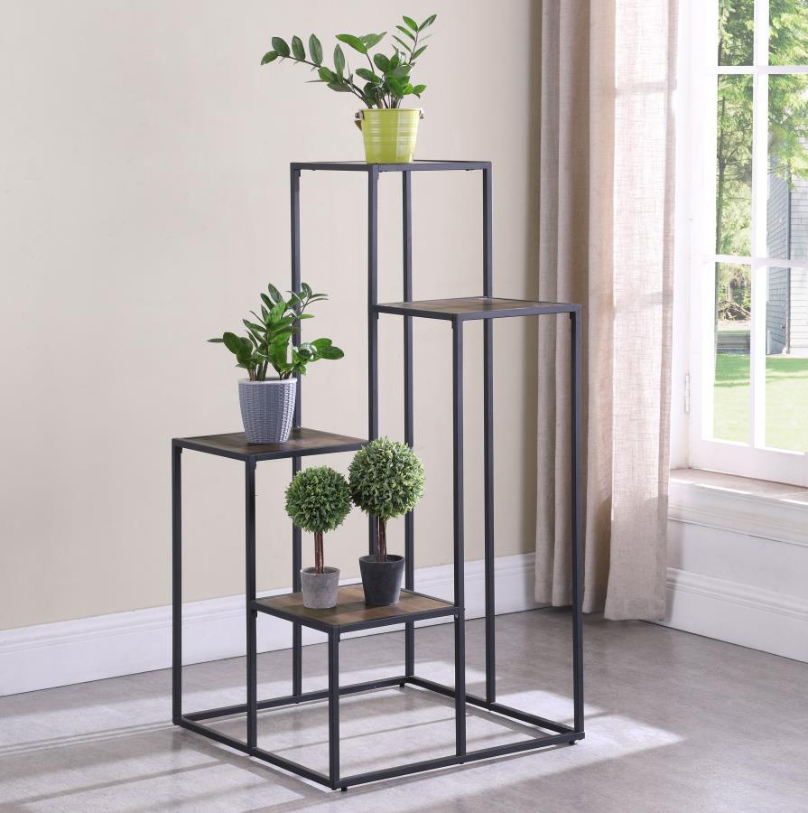 Coaster Fine Furniture Rito - 4-Tier Multi-Display Shelf - Rustic Brown And Black | Meri Furniture