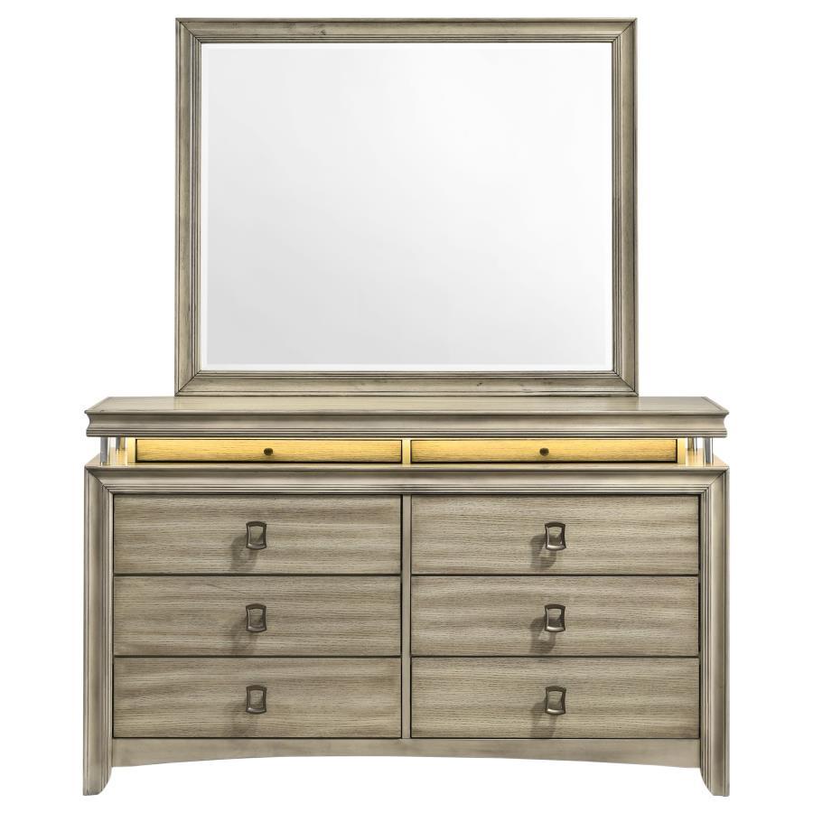 Coaster Fine Furniture Giselle - 8-Drawer Dresser With Mirror - Rustic Beige | Meri Furniture