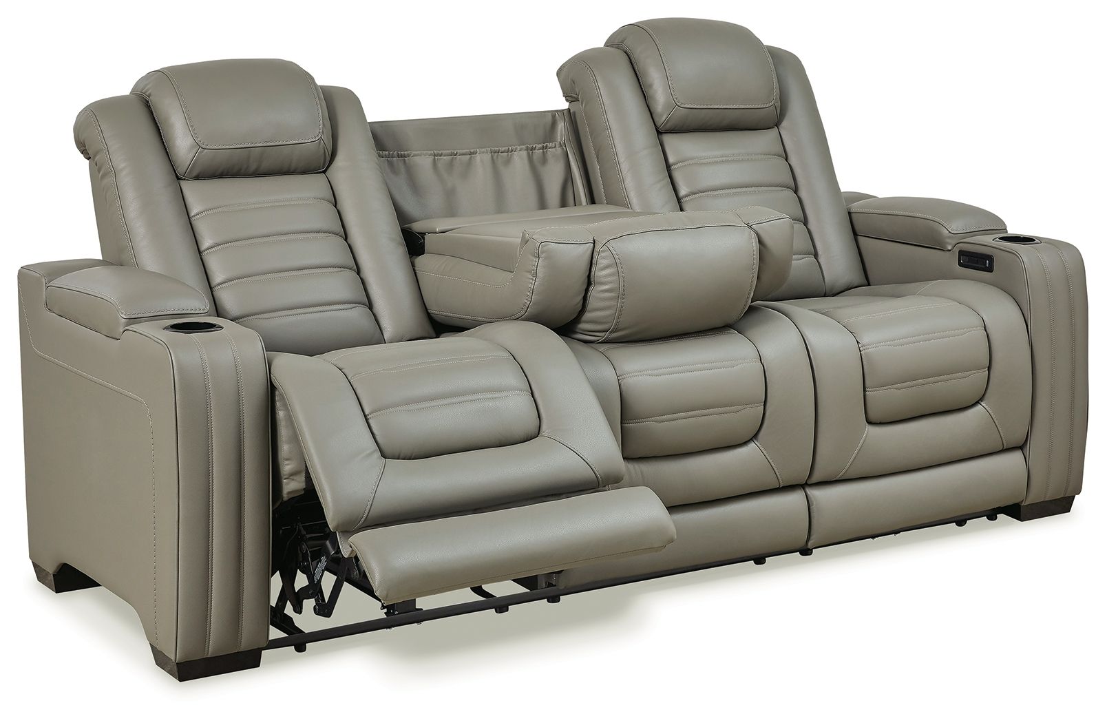 Signature Design by Ashley® Backtrack - Gray - Pwr Rec Sofa With Adj Headrest | Meri Furniture