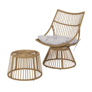 2 Piece Rattan Patio Set With Club Chair And Side Table - Beige / Light Brown