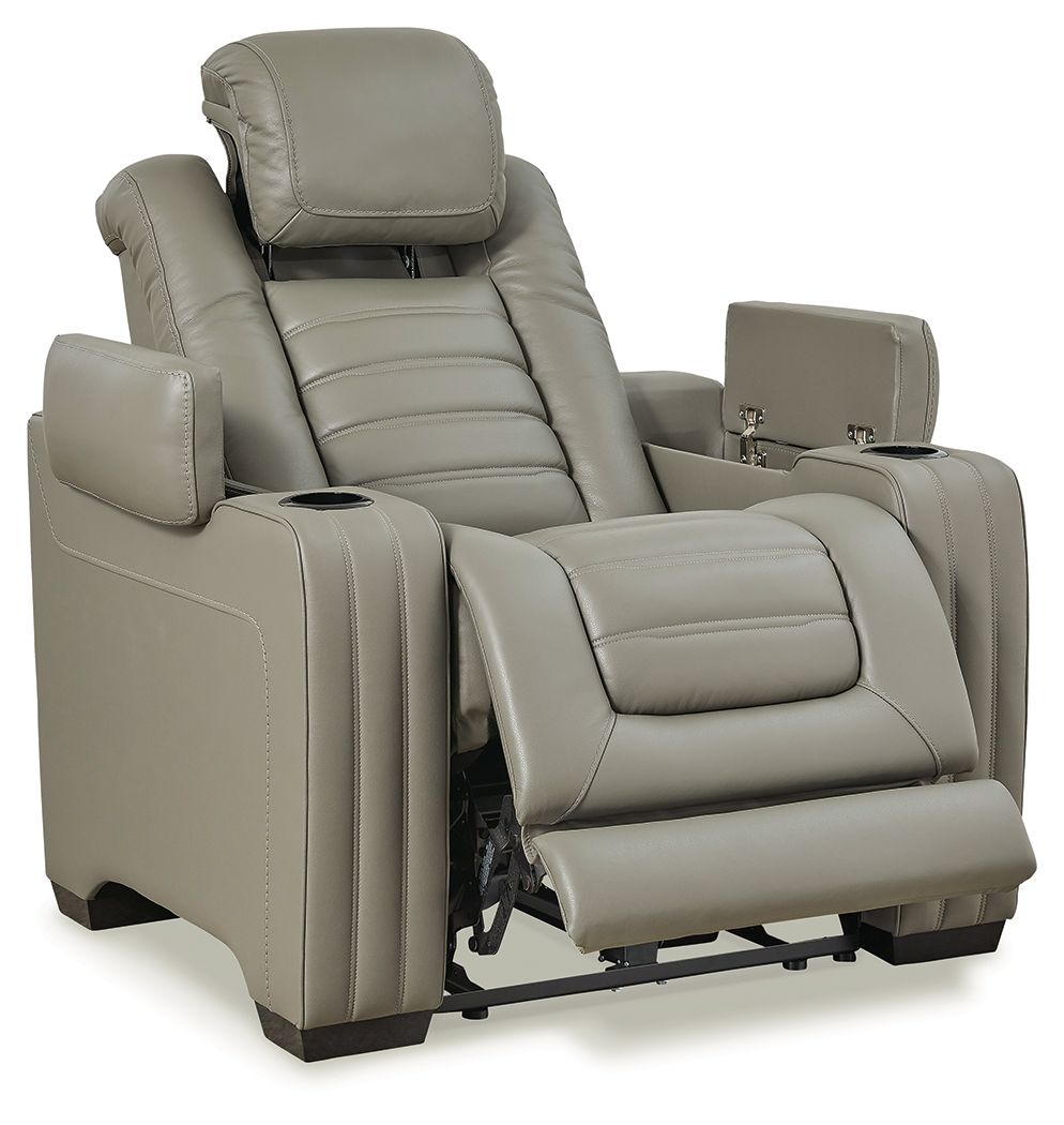 Signature Design by Ashley® Backtrack - Gray - Pwr Recliner/Adj Headrest | Meri Furniture