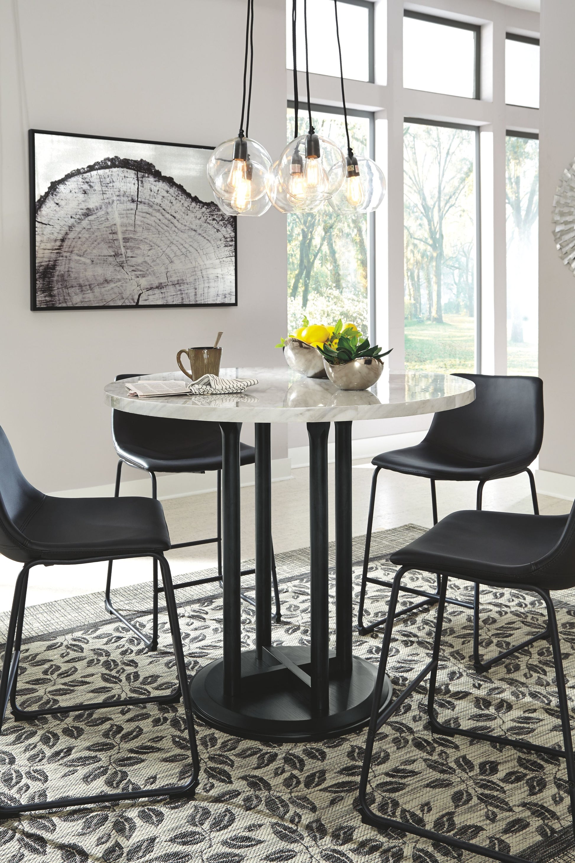 Signature Design by Ashley® Centiar - Black / Gray - Round Dining Room Counter Table | Meri Furniture