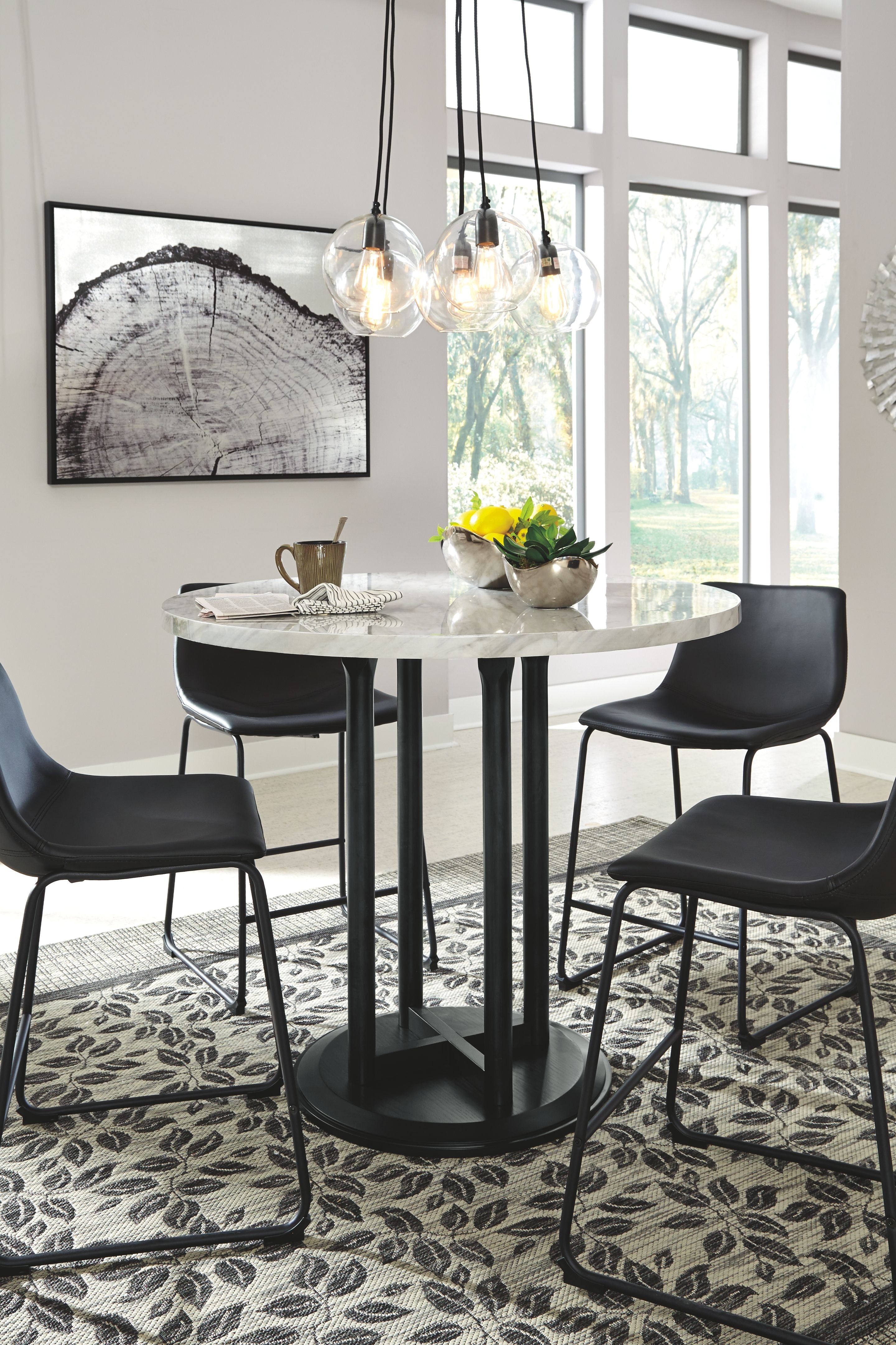 Signature Design by Ashley® Centiar - Black / Gray - Round Dining Room Counter Table | Meri Furniture