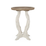 French Country Style Accent Table With Hourglass Design