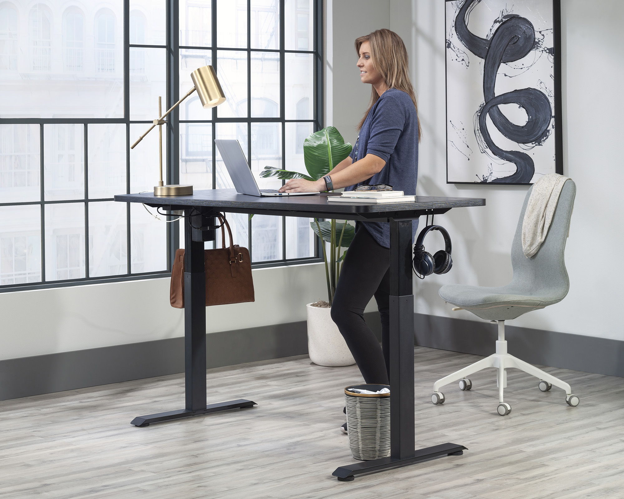 60" x 27" Electric Standing Desk in Black