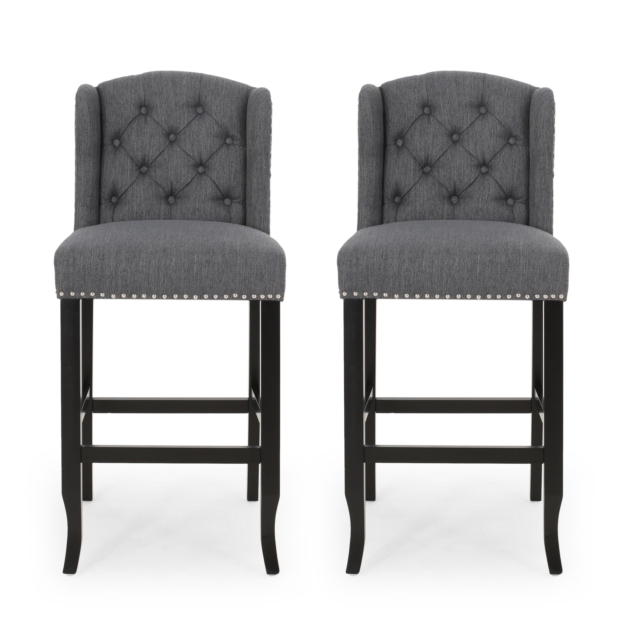 Vienna - Contemporary Fabric Tufted Wingback Counter Stools (Set of 2)