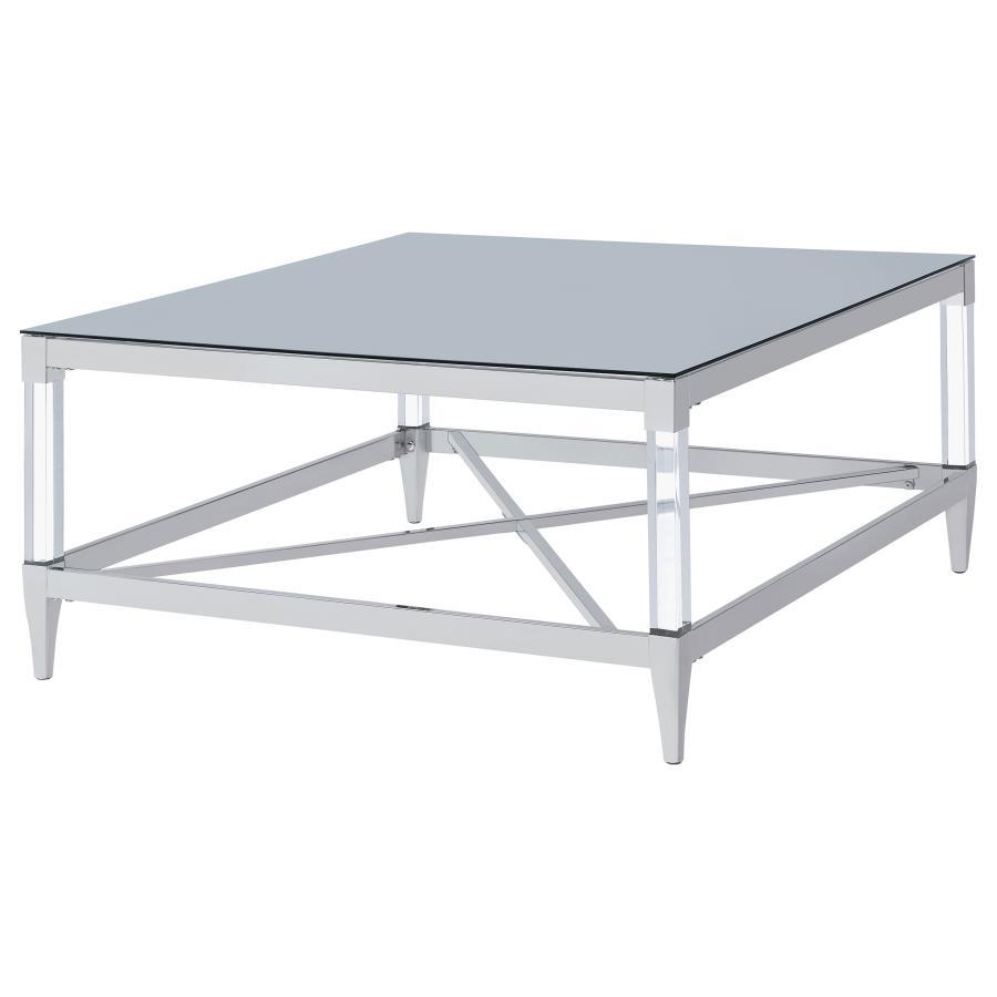 Lindley - Square Tempered Mirror Acrylic Coffee Table - Chrome