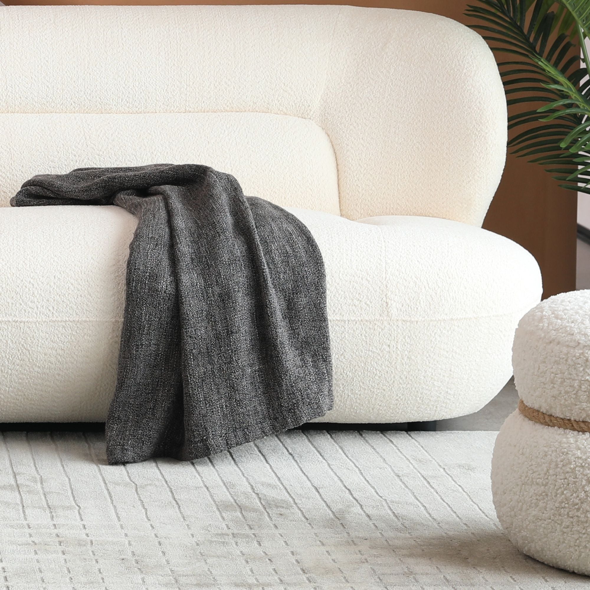 Modern Fashion Yp40116W Circular Curve Design Sofa, 4 Seater For Office & Bedroom - White