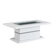 ACME Elizaveta - Coffee Table - Faux Crystal Diamonds & White High Gloss Finish | Meri Furniture