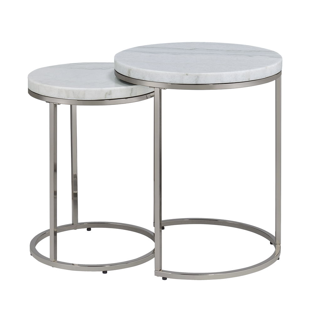 ACME Zaidee - Nesting Table Set - Nickel | Meri Furniture