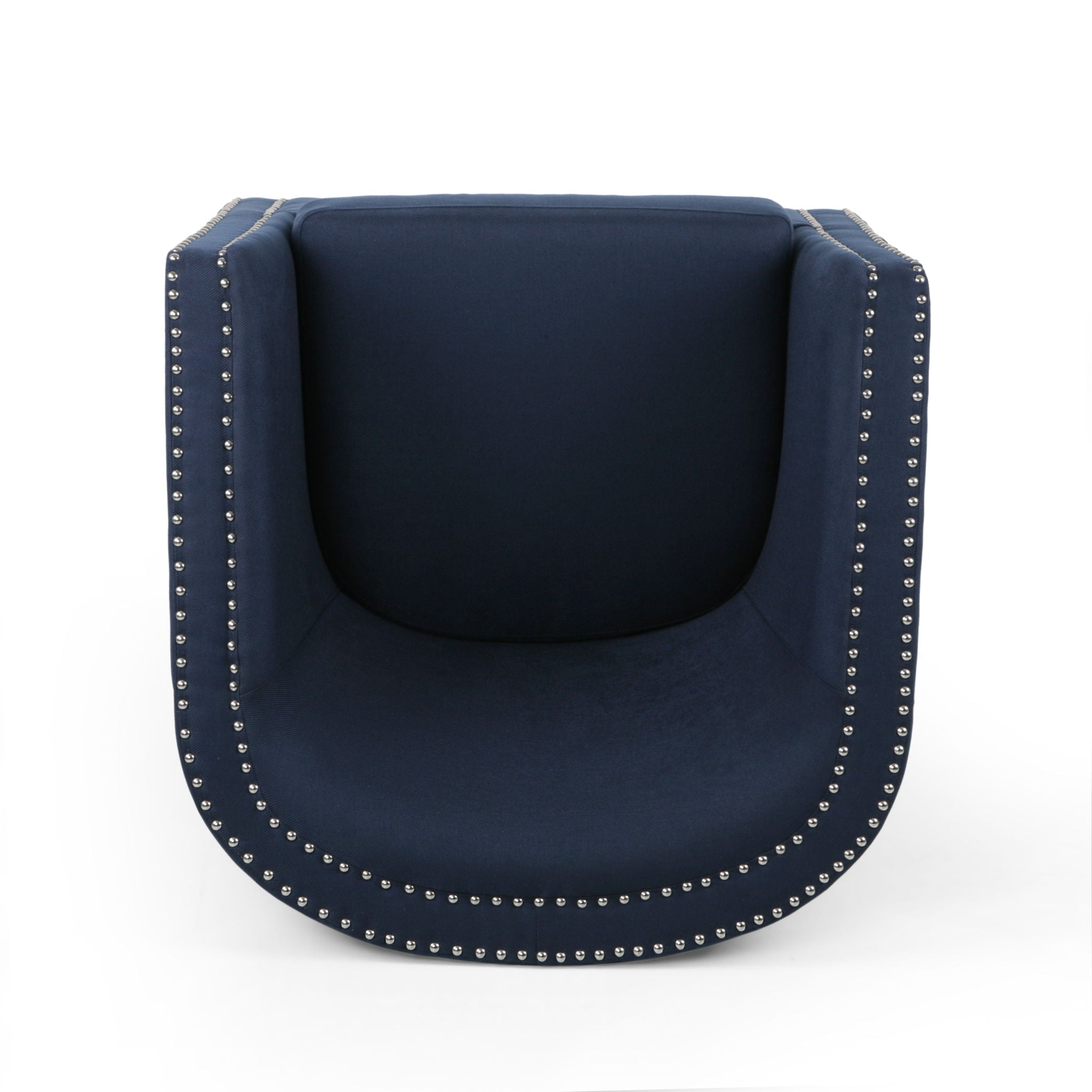 Modern Upholstered Swivel Club Chair With Nailhead Trim