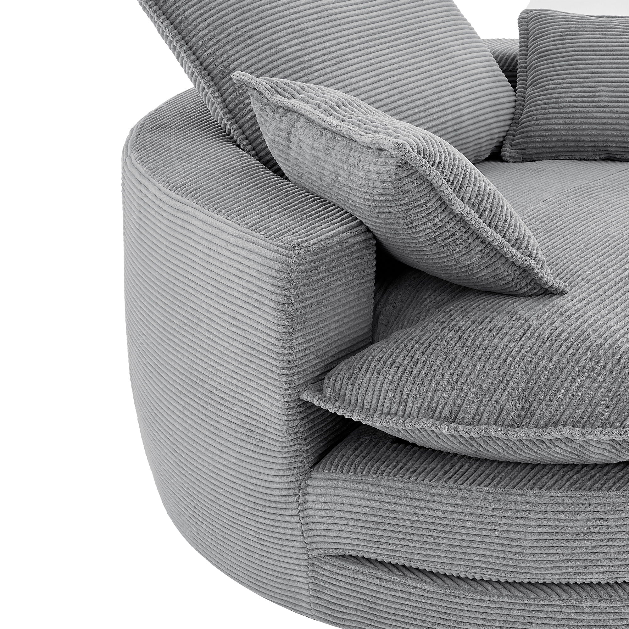 360° Swivel Accent Barrel Chair With Dual Layer Cushion And 3 Removable Pillows