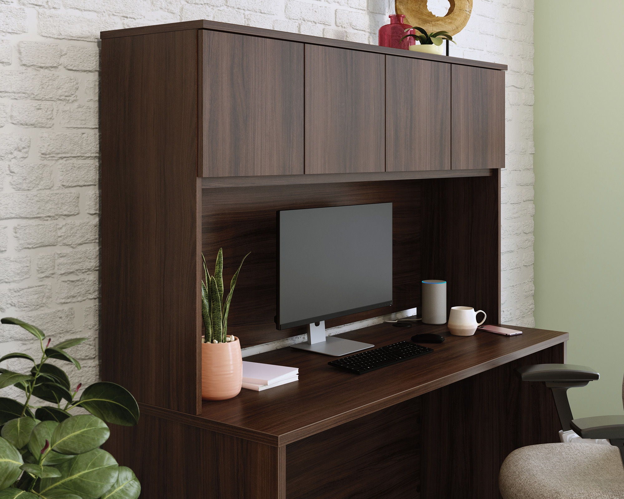60" Desktop Hutch in Noble Elm