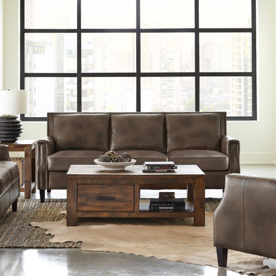 Coaster Fine Furniture Leaton - Upholstered Recessed Arm Sofa - Brown Sugar | Meri Furniture