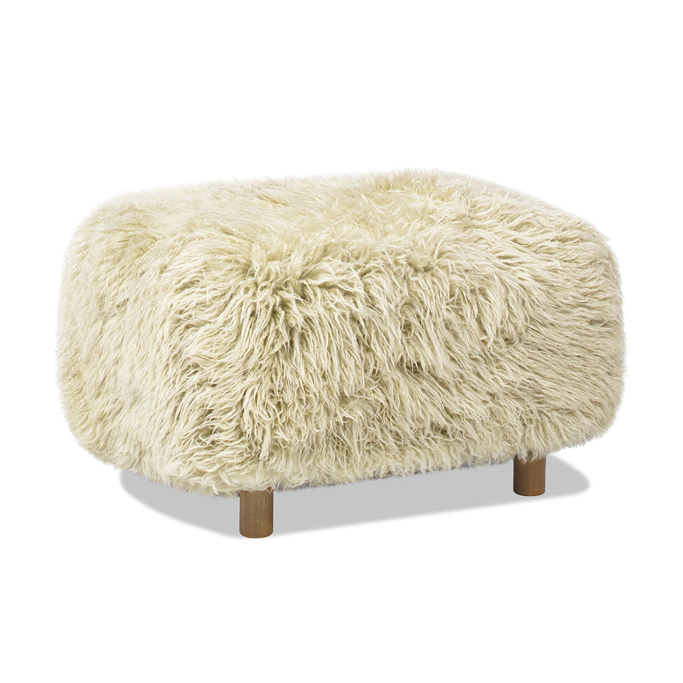Enchante - New Zealand Sheepskin Rectangular Accent Ottoman - Taupe / Natural