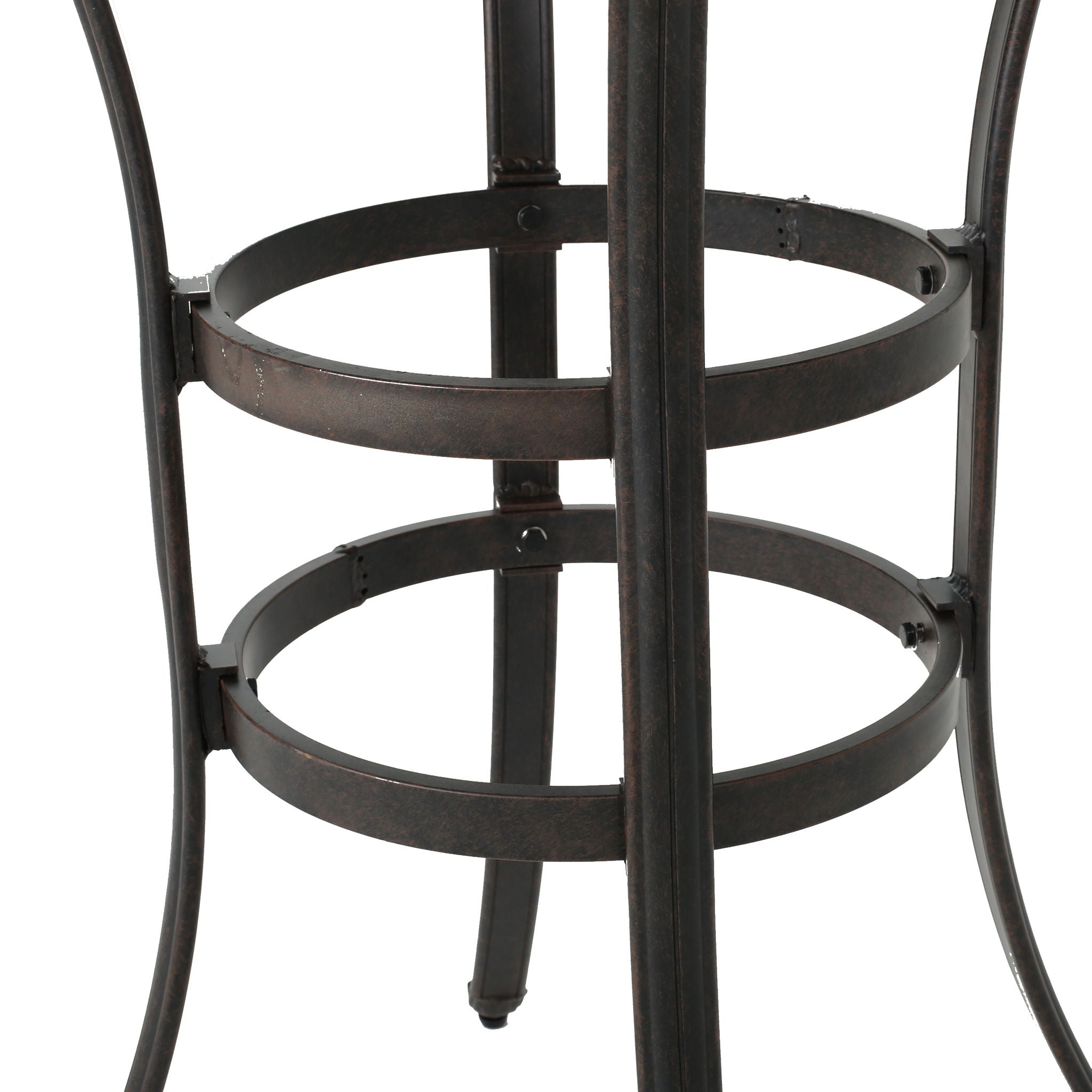 Traditional Style Cast Aluminum Bar Table With Lattice Design And Umbrella Holder - Bronze