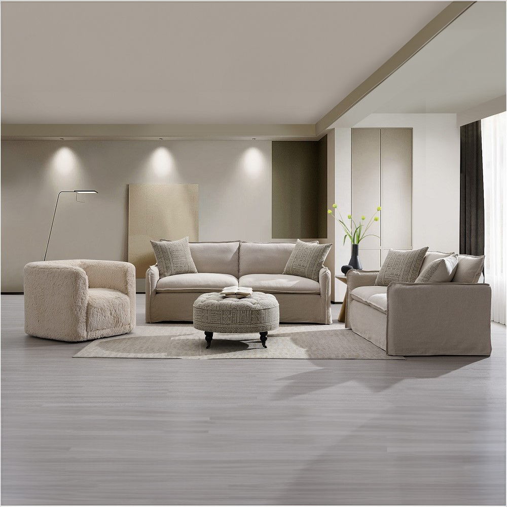 ACME Upendo - Loveseat With 2 Pillows - Beige | Meri Furniture