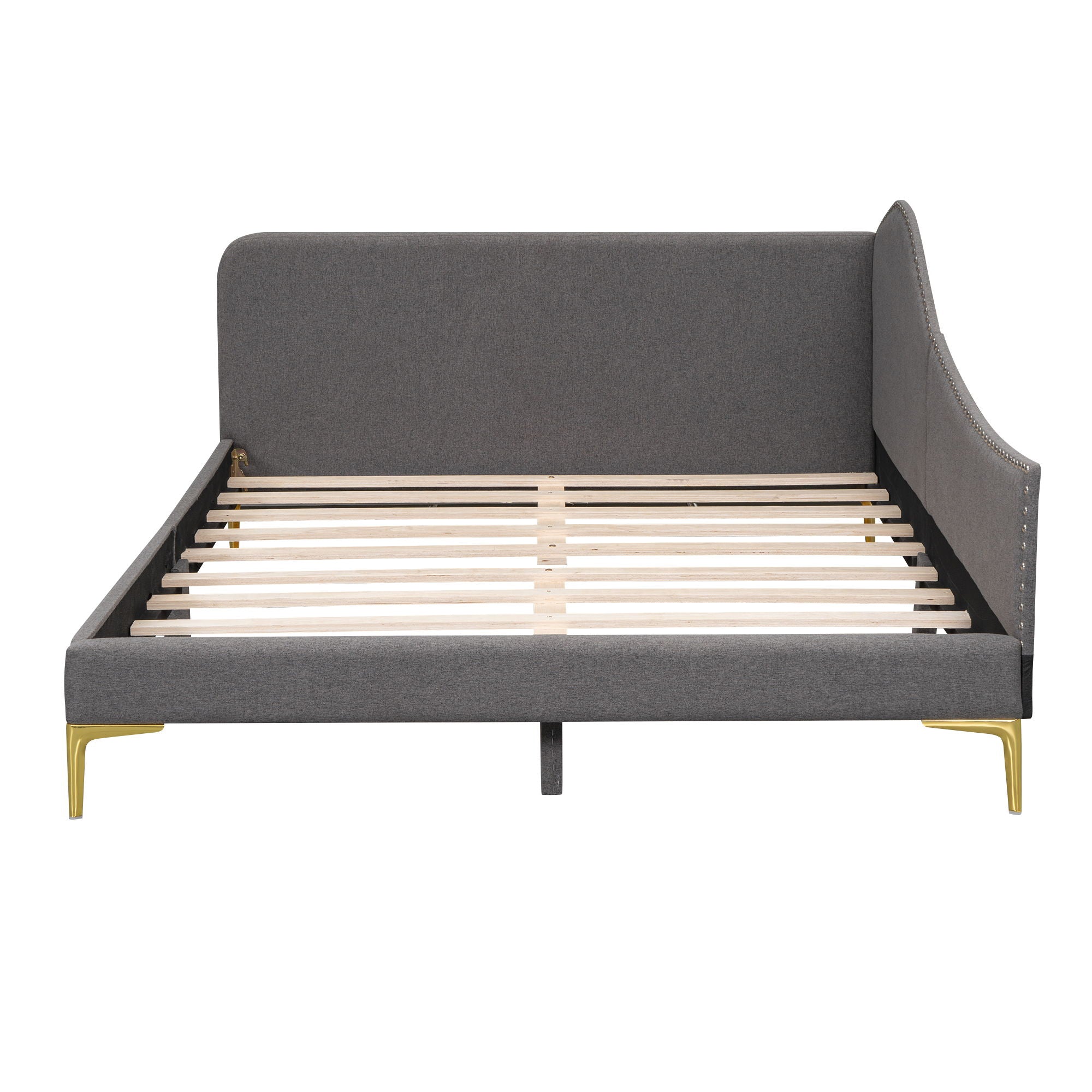 Upholstered Daybed With Headboard And Armrest, Support Legs