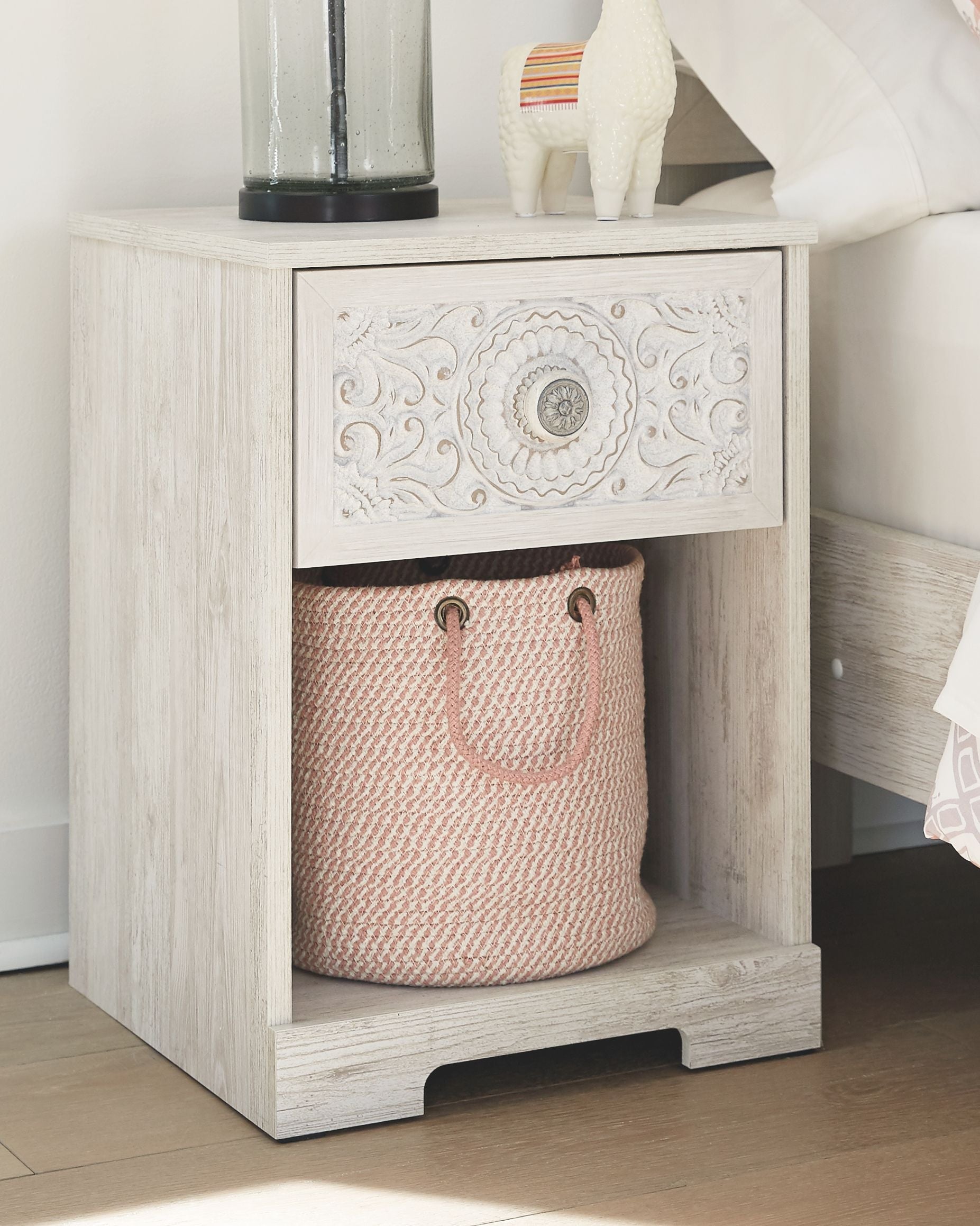 Ashley Furniture Paxberry - Whitewash - One Drawer Night Stand | Meri Furniture