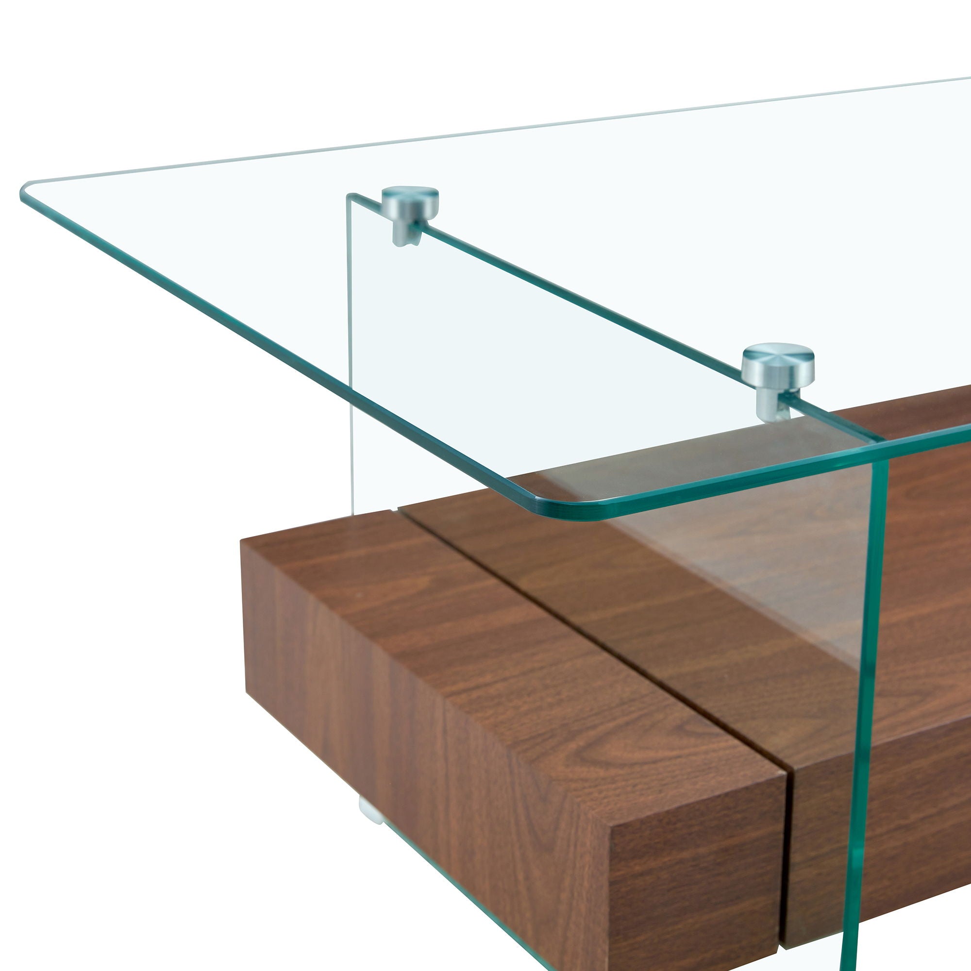 Modern 2 Tier Square Coffee Table, Elegant Marble Pattern