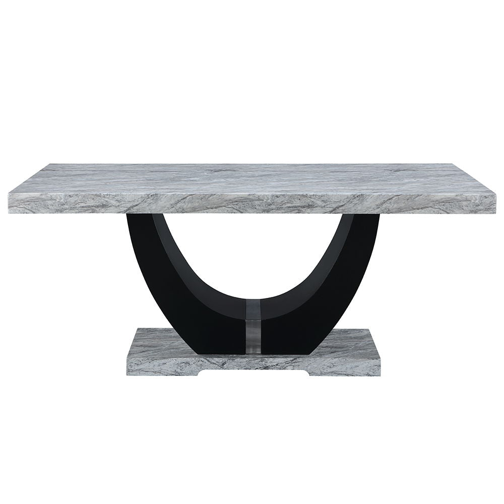 ACME Caralin - Dining Table - Engineered Stone & Black Finish | Meri Furniture