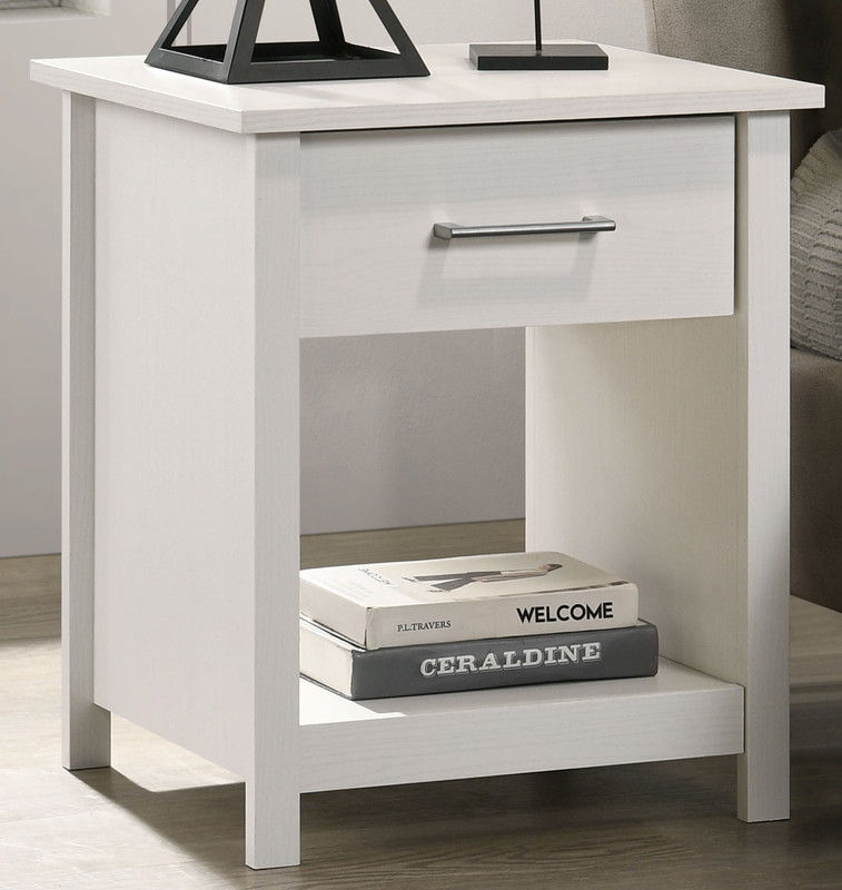 Celeste 20"W White 1-Drawer Nightstand Bedside Table