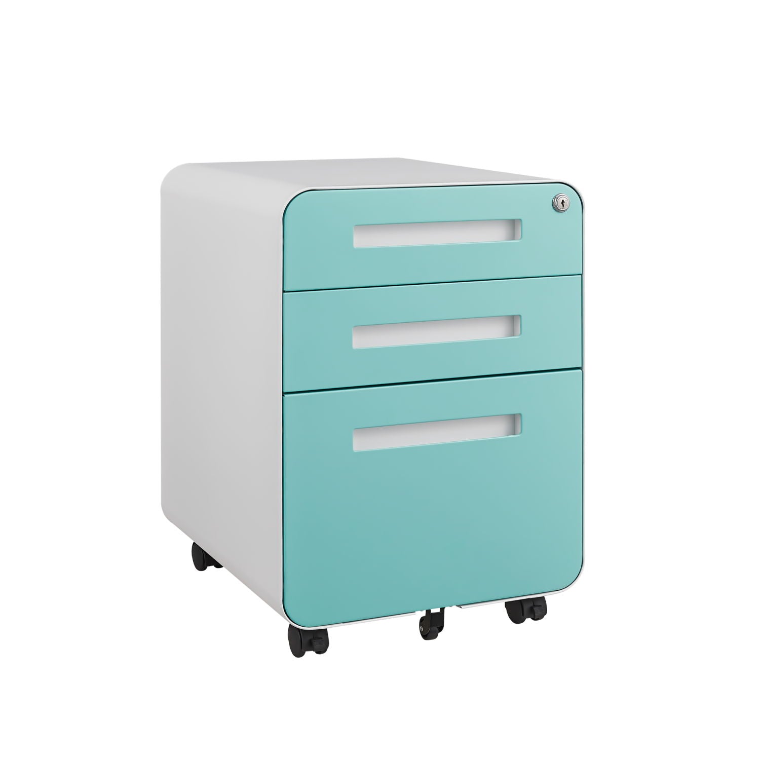 3 Drawer Mobile File Cabinet Under Desk Office, Simple Style Versatile Storage Cabinet For Legal / Letter / A4 Files, 5 Wheel Design Anti-Tilting Cold Rolled Steel Waterproof Moisture-Proof