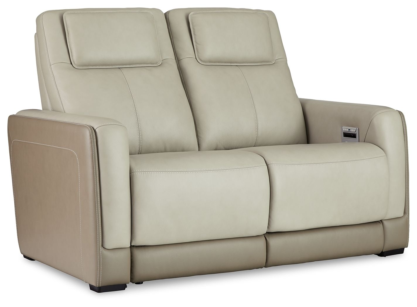 Signature Design by Ashley® Battleville - Almond - Pwr Rec Loveseat/Adj Headrest | Meri Furniture